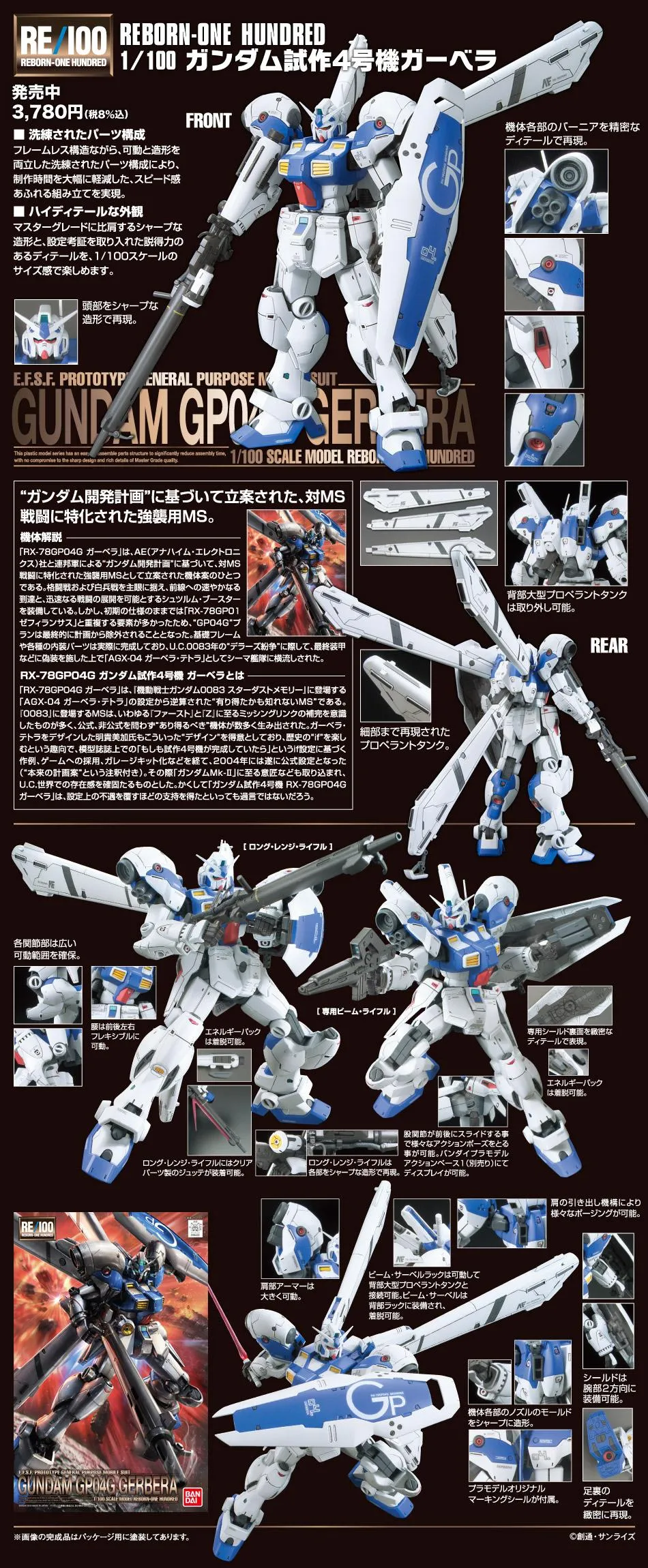 GUNDAM - RE/100 Gundam GP04G Gerbera - Model Kit
